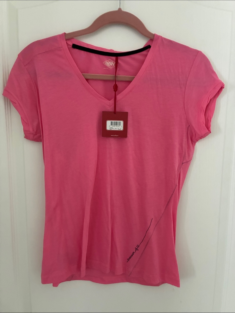 Oilily Bright Pink V-Neck Short Sleeve Tee
